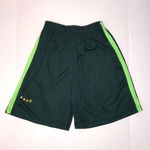 NWOT green gold stars youth active soccer shorts